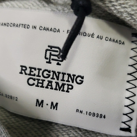 Reigning Champ Leightweight Terry Cloth Cut Off Hoodie Gray Medium NWT - Picture 5 of 8
